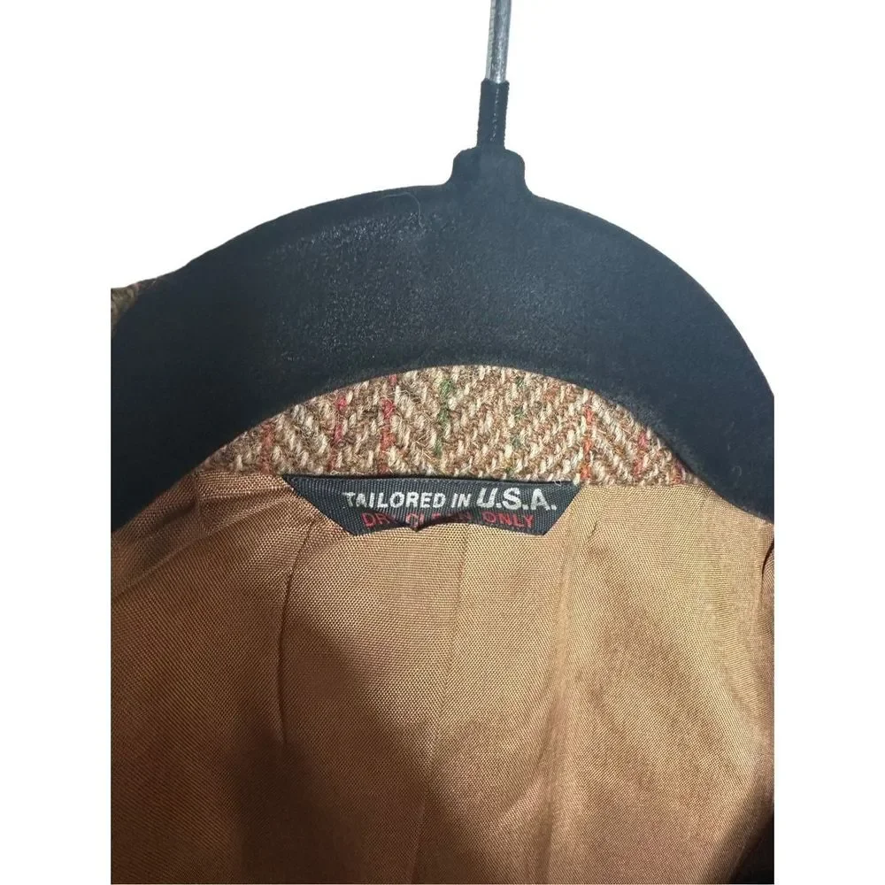 Harris Tweed Pendleton Vintage Pure Scottish Wool Brown Blazer Suit Jacket 42/44